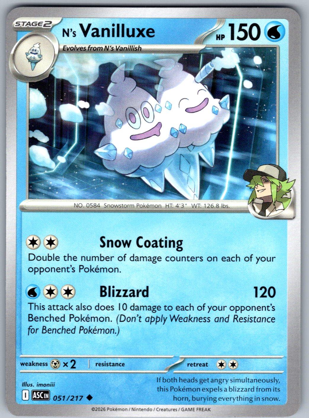 N's Vanilluxe 051/217 Ascended Heroes Pokemon