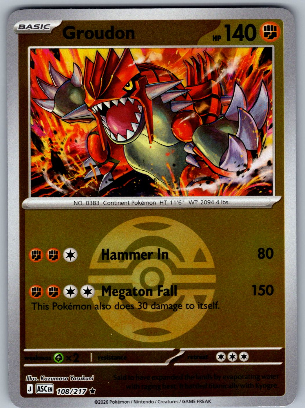 Groudon (Dusk Ball) 108/217 Ascended Heroes Pokemon Reverse Holo
