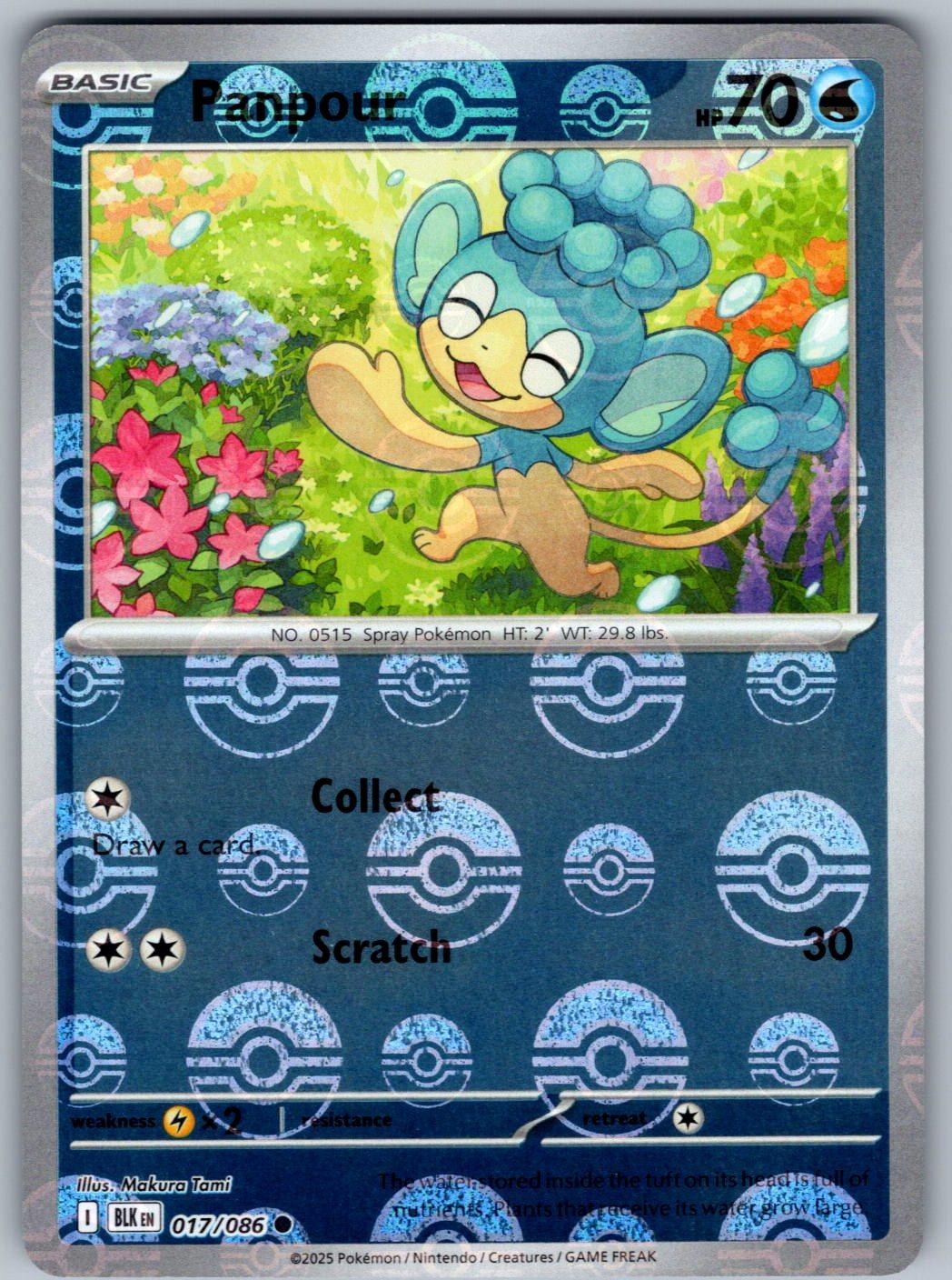 Panpour (Master Ball Pattern) 017/086 Black Bolt Pokemon Holo