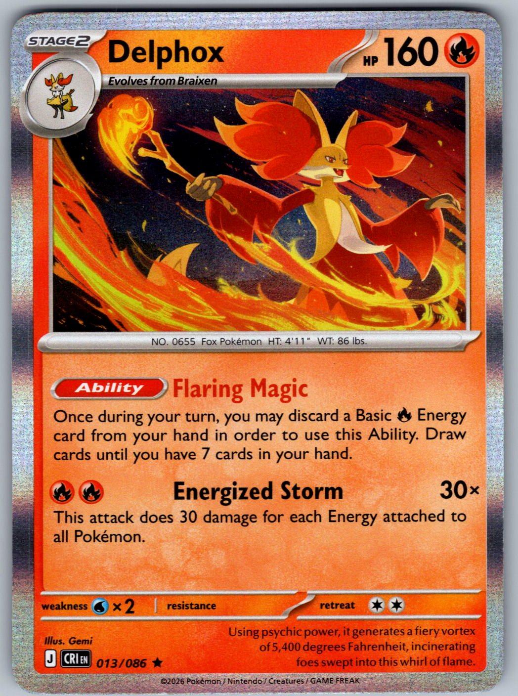 Delphox 013/086 Chaos Rising Pokemon Holo