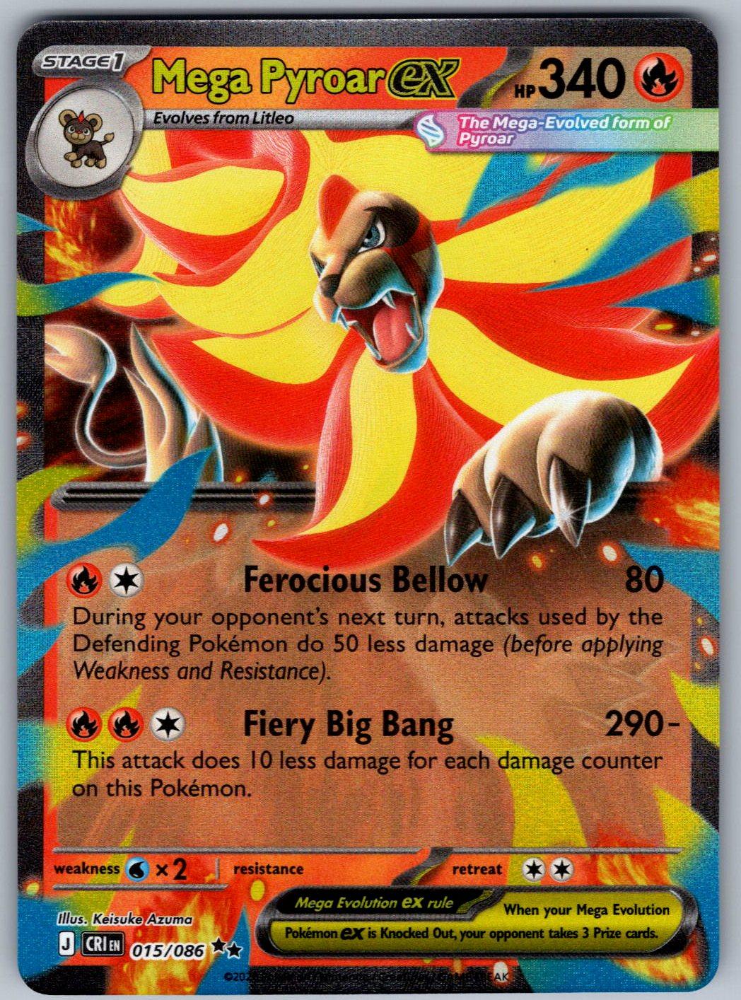 Mega Pyroar ex 015/086 Chaos Rising Pokemon Holo