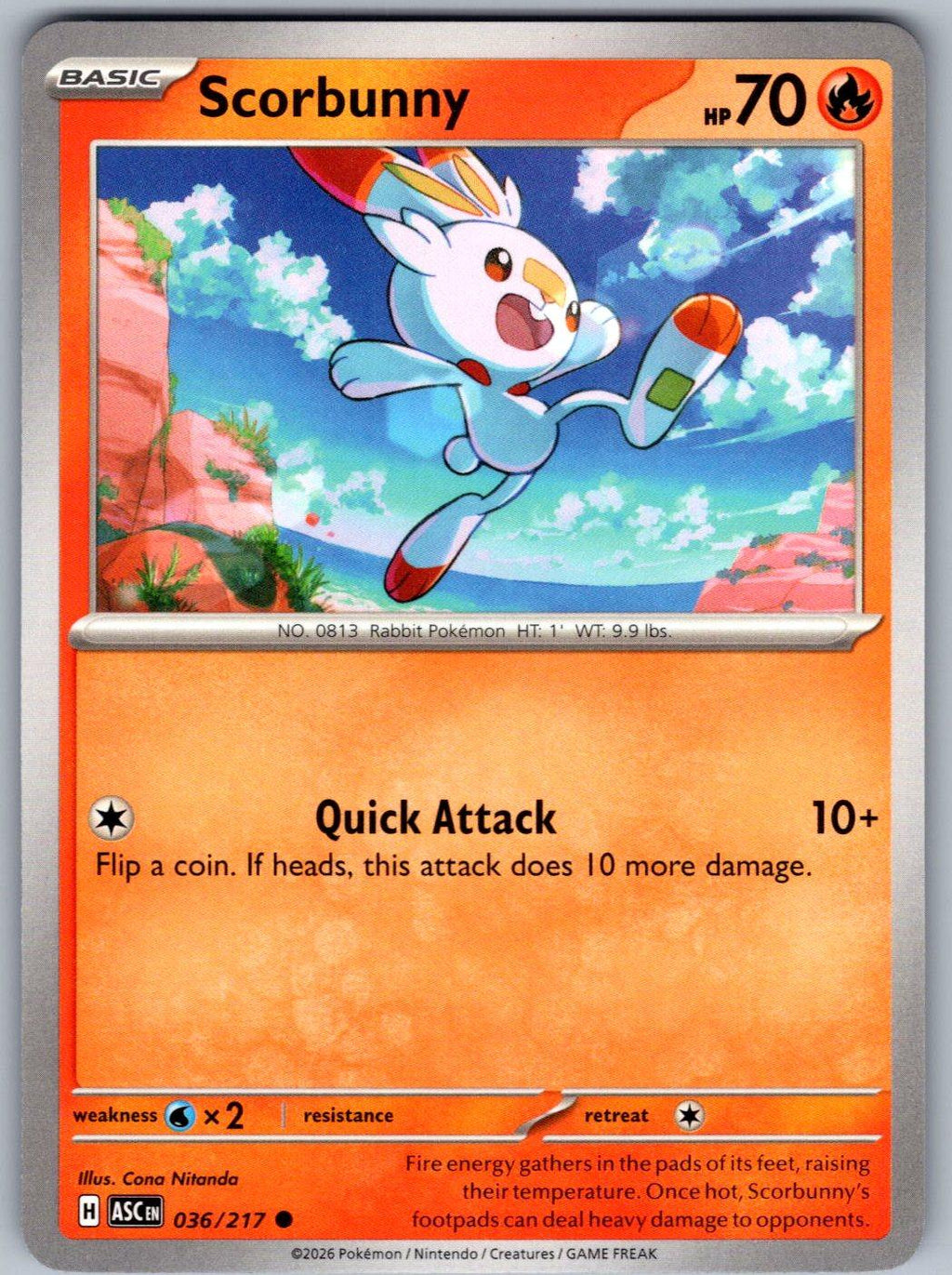 Scorbunny 036/217 Ascended Heroes Pokemon