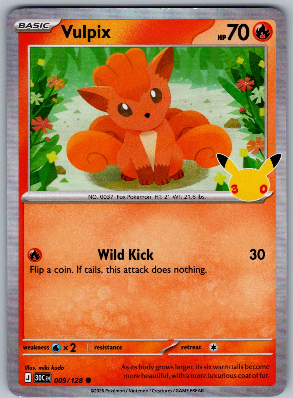 Vulpix 009/128 ME: 30th Celebration Pokemon Holo