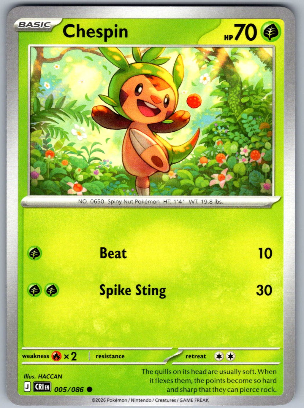 Chespin 005/086 Chaos Rising Pokemon