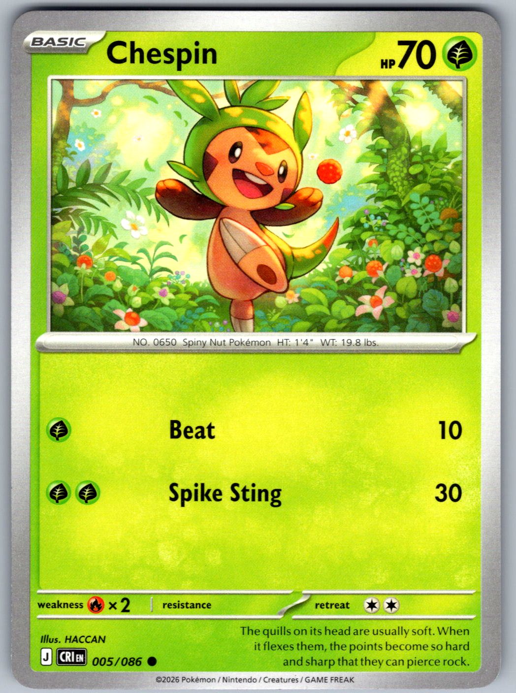 Chespin 005/086 Chaos Rising Pokemon