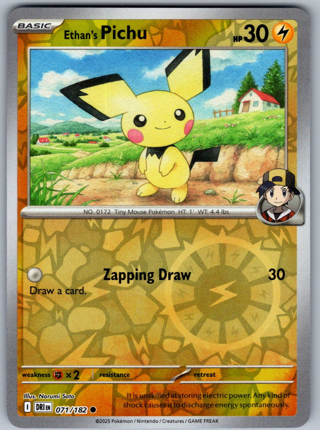Ethan's Pichu 071/182 Destined Rivals Pokemon Reverse Holo