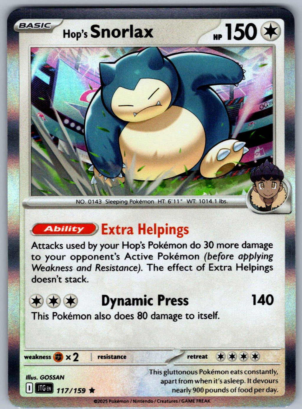 Hop's Snorlax 117/159 Journey Together Pokemon Holo