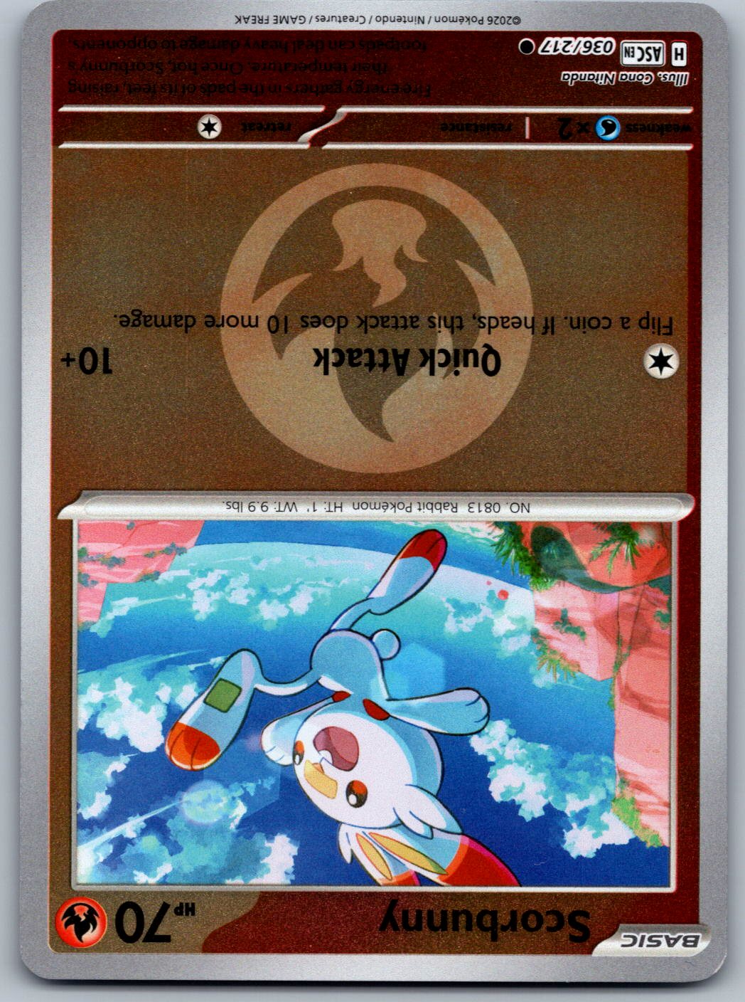 Scorbunny (Energy Symbol Pattern) 036/217 Ascended Heroes Pokemon Reverse Holo