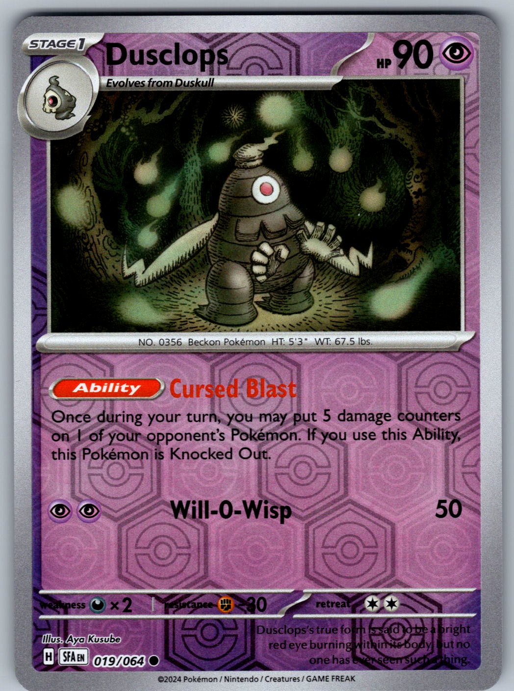 Dusclops 019/064 Shrouded Fable Pokemon Reverse Holo