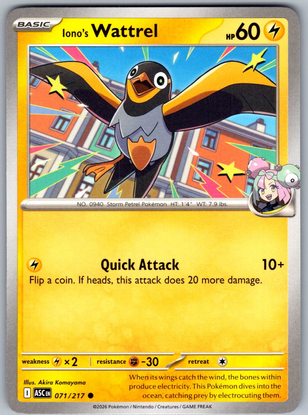 Iono's Wattrel 071/217 Ascended Heroes Pokemon