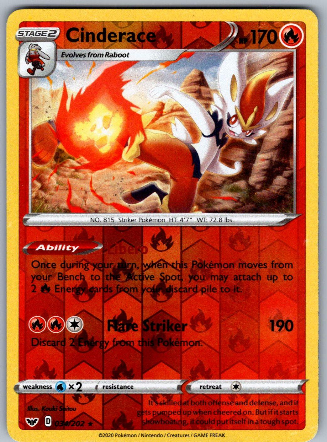 Cinderace 034/202 Sword & Shield Pokemon Reverse Holo