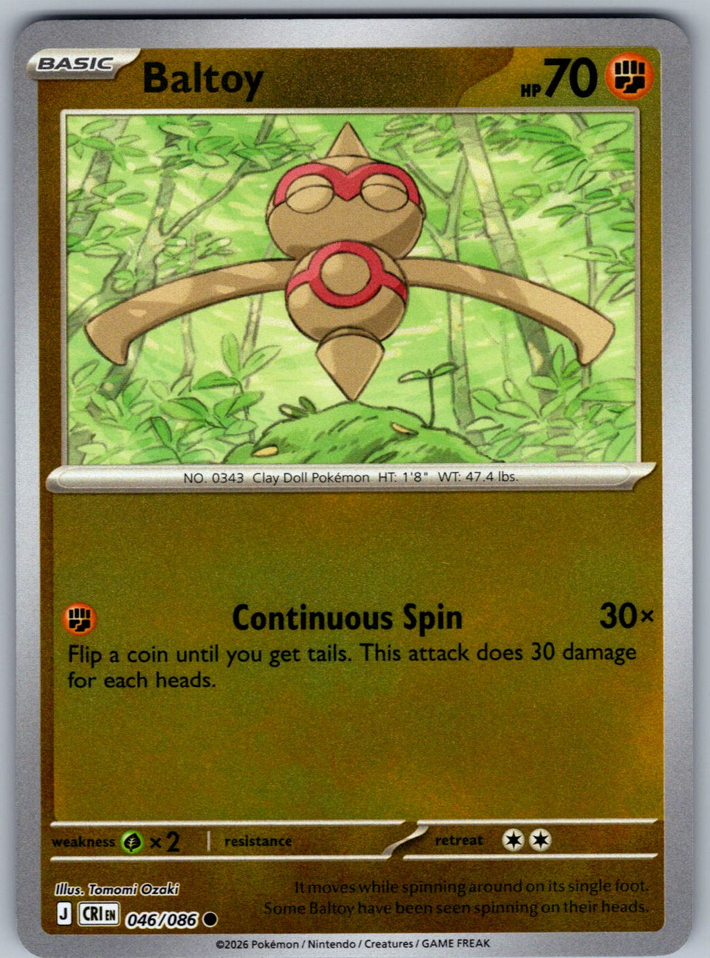 Baltoy 046/086 Chaos Rising Pokemon Reverse Holo