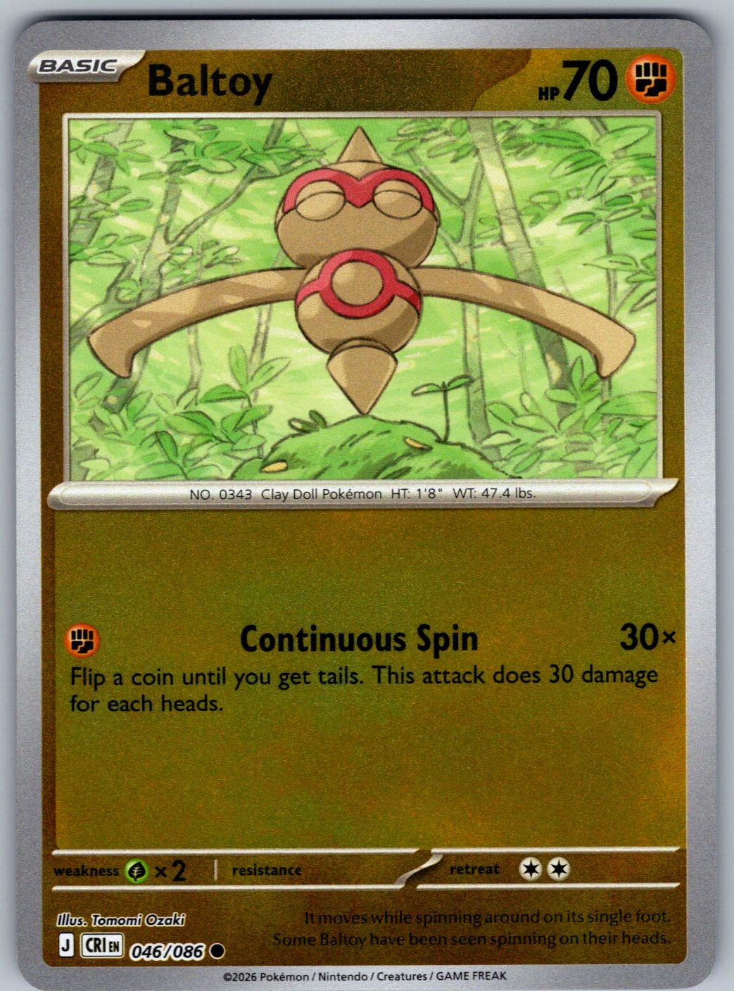 Baltoy 046/086 Chaos Rising Pokemon Reverse Holo