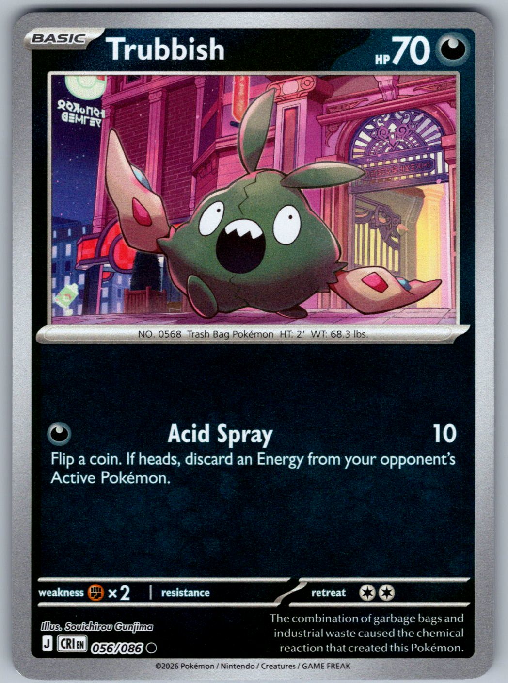 Trubbish 056/086 Chaos Rising Pokemon Reverse Holo