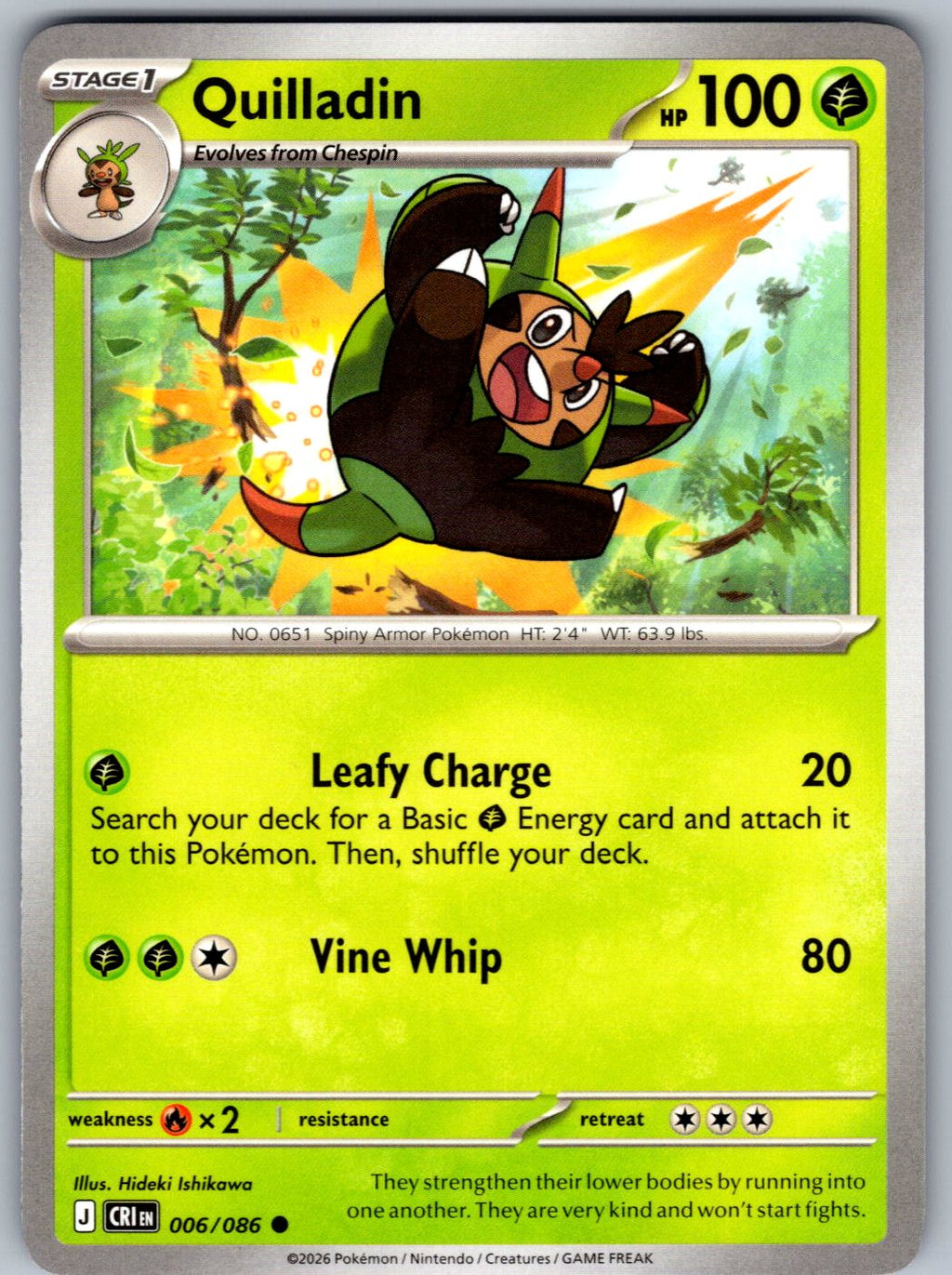 Quilladin 006/086 Chaos Rising Pokemon