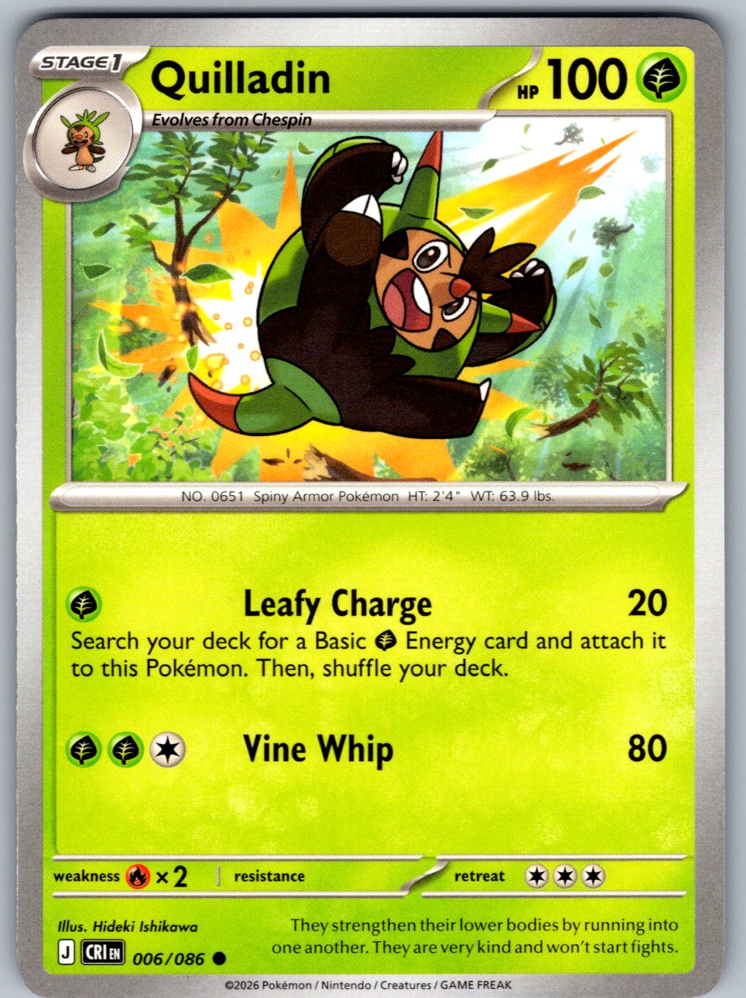 Quilladin 006/086 Chaos Rising Pokemon