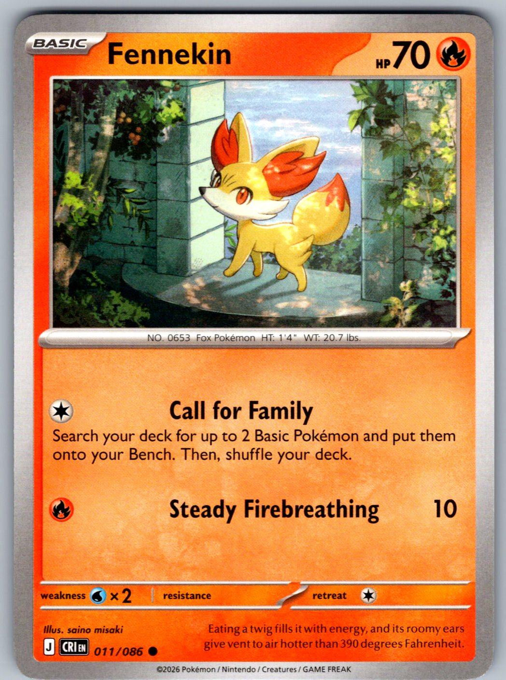 Fennekin 011/086 Chaos Rising Pokemon