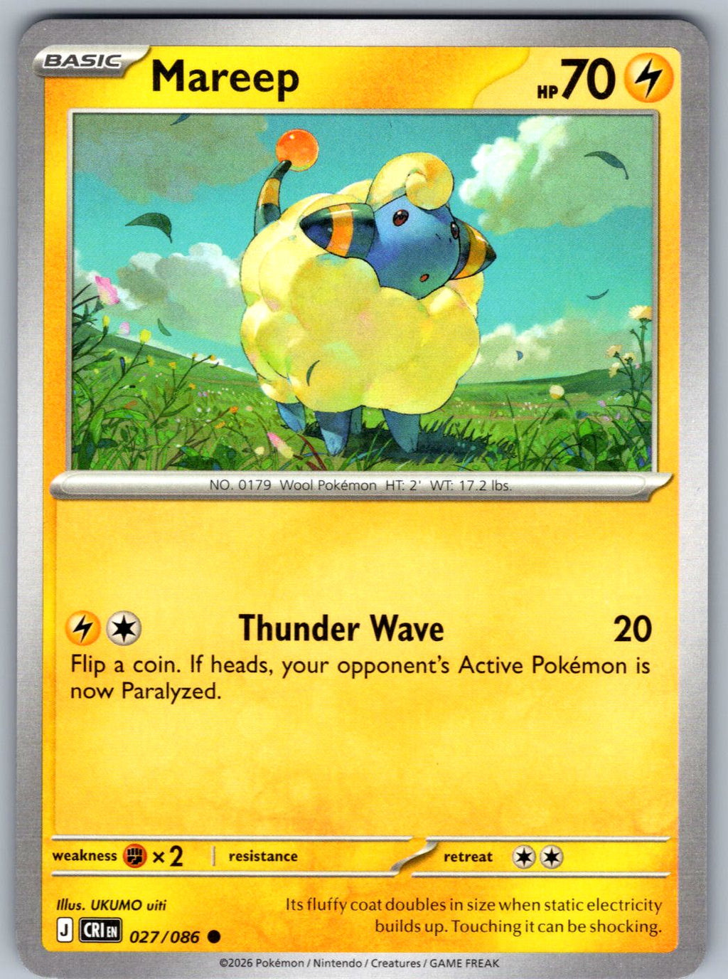 Mareep 027/086 Chaos Rising Pokemon