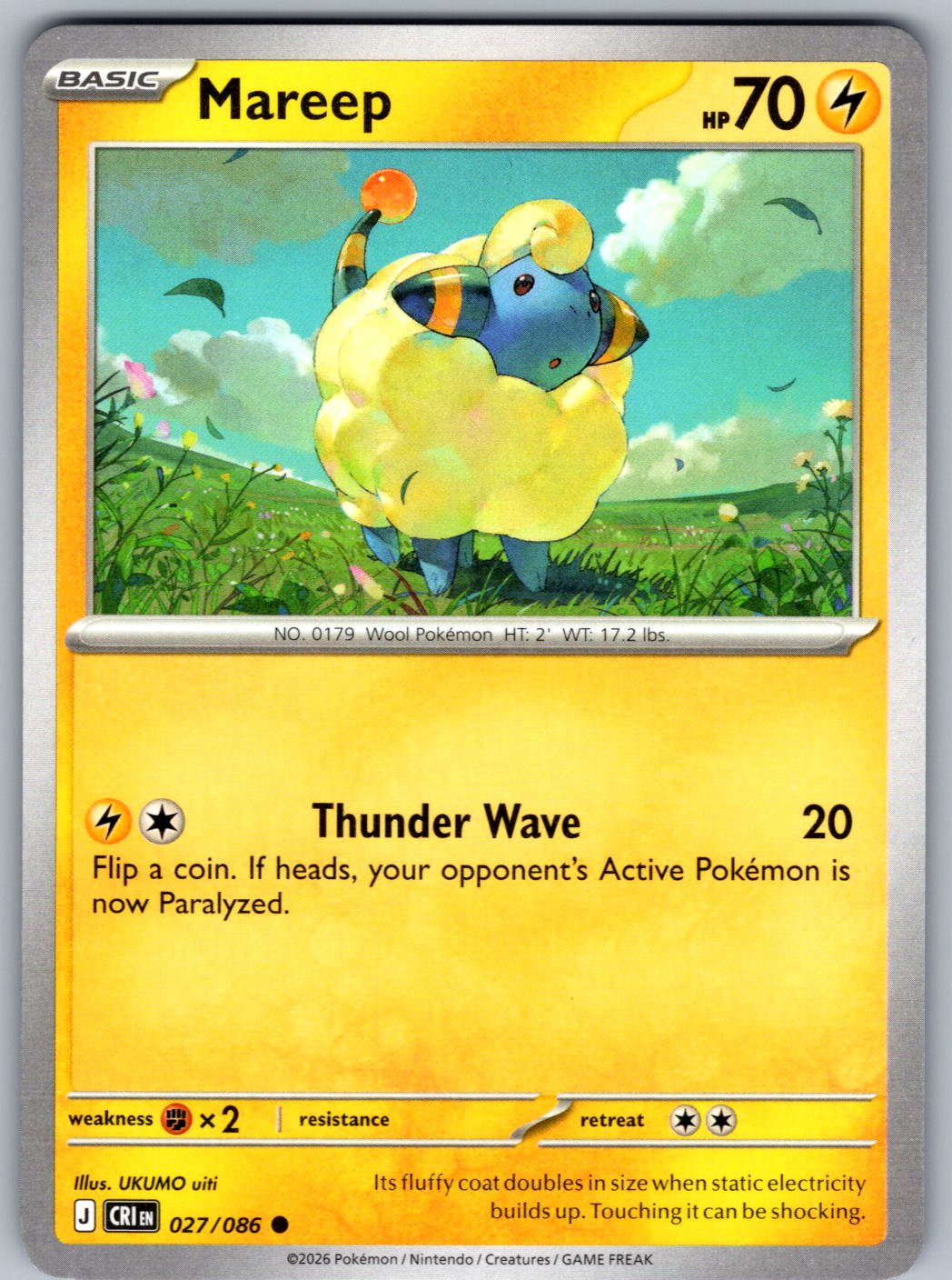 Mareep 027/086 Chaos Rising Pokemon