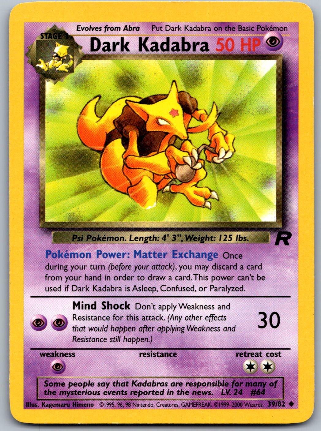 Dark Kadabra 39/82 Team Rocket Pokemon Unlimited