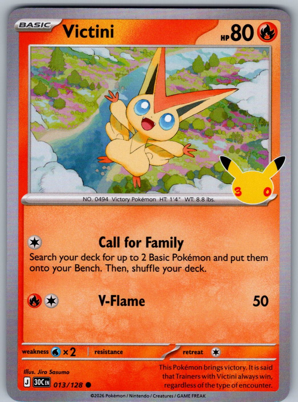 Victini 013/128 ME: 30th Celebration Pokemon Holo