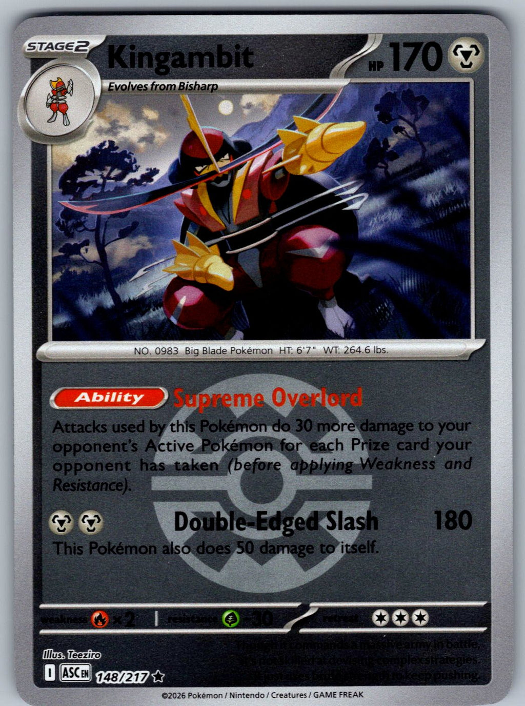 Kingambit (Quick Ball) 148/217 Ascended Heroes Pokemon Reverse Holo
