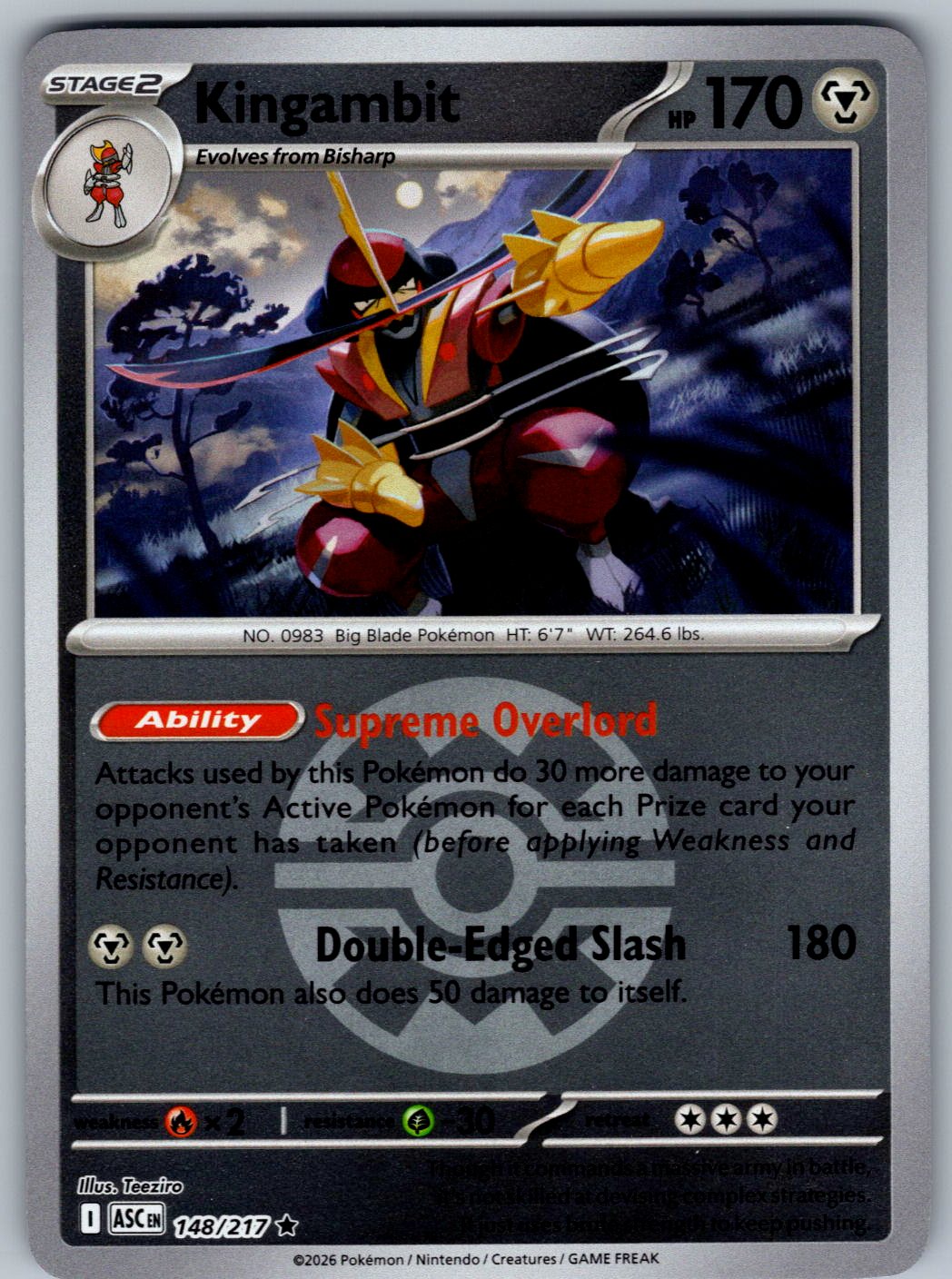 Kingambit (Quick Ball) 148/217 Ascended Heroes Pokemon Reverse Holo