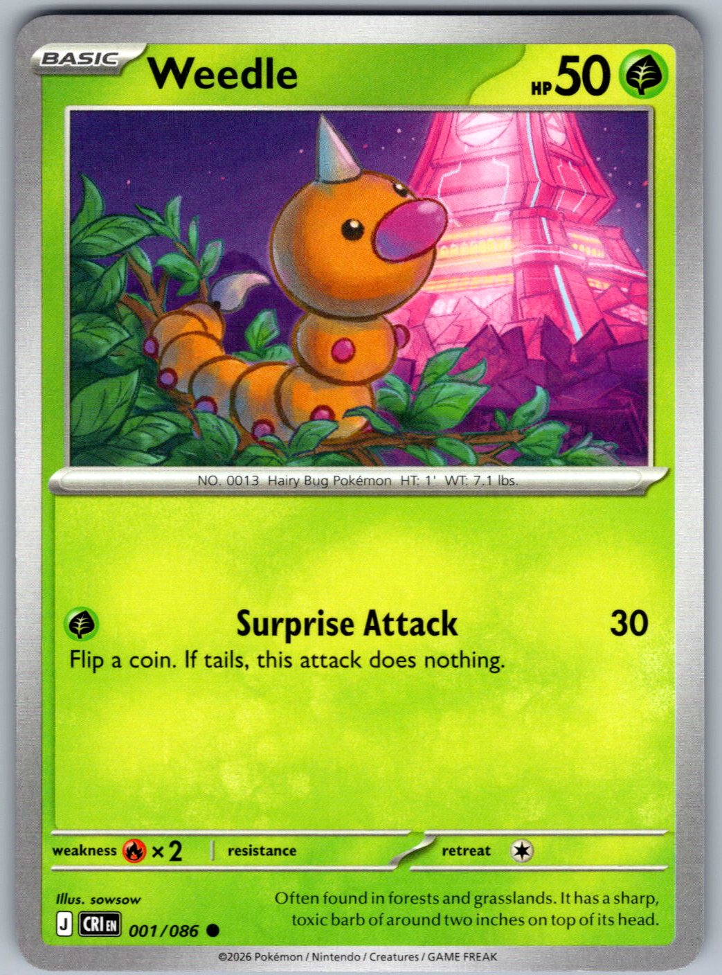 Weedle 001/086 Chaos Rising Pokemon