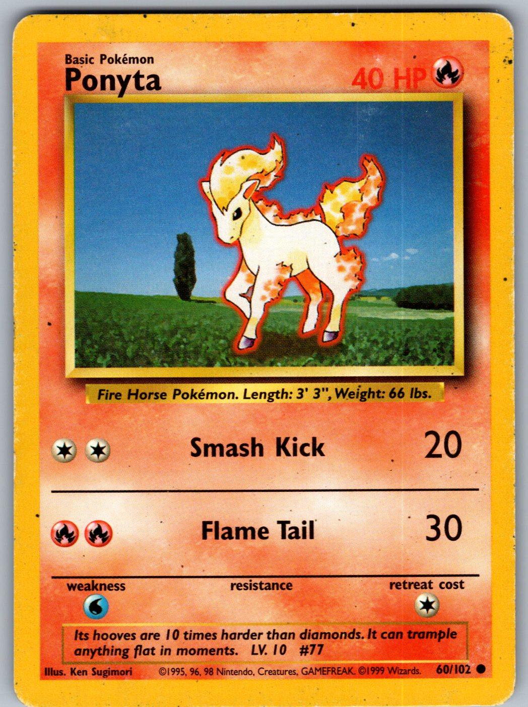 Ponyta 60/102 Base Set Unlimited Pokemon