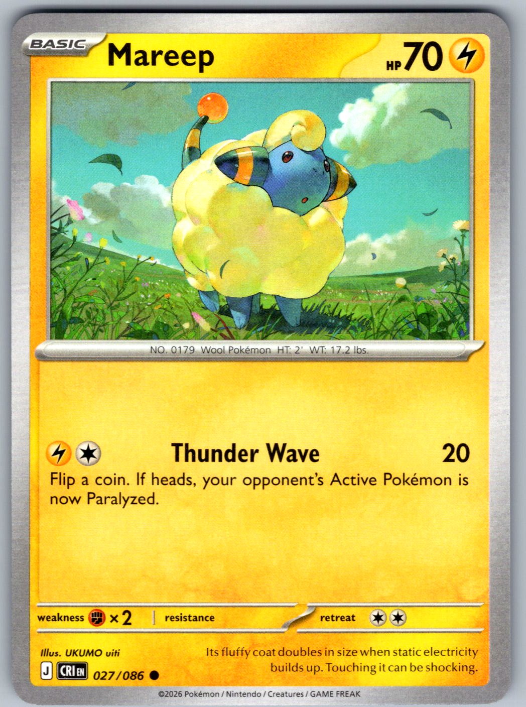 Mareep 027/086 Chaos Rising Pokemon
