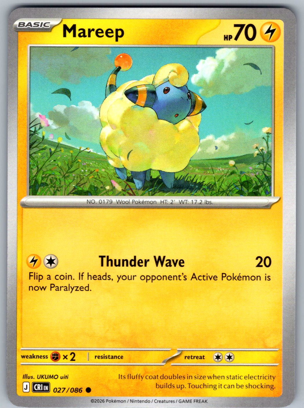 Mareep 027/086 Chaos Rising Pokemon