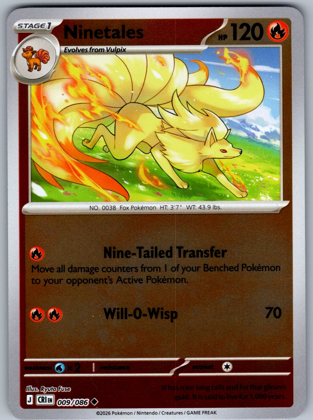 Ninetales 009/086 Chaos Rising Pokemon Reverse Holo