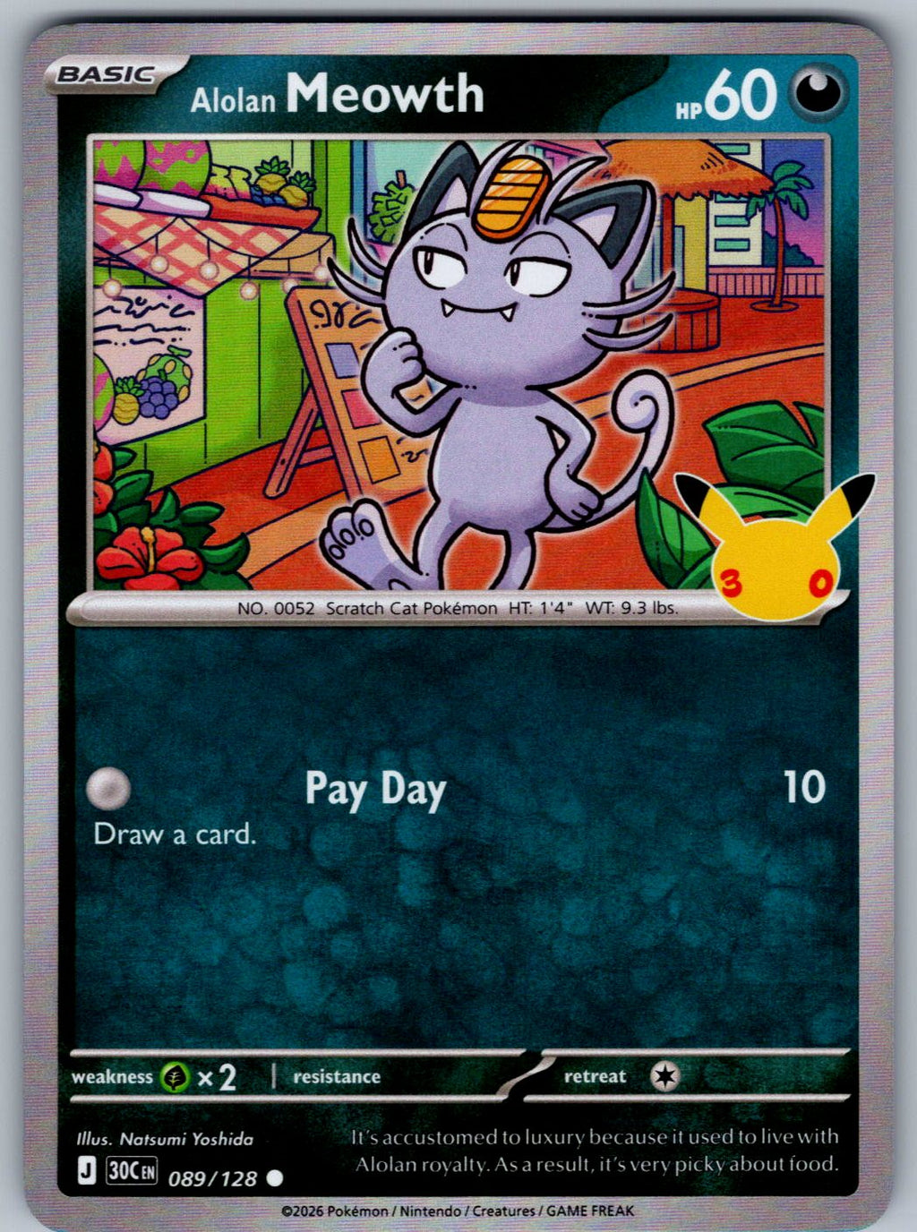 Alolan Meowth 089/128 ME: 30th Celebration Pokemon Holo