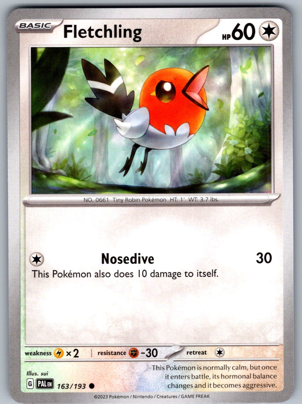 Fletchling 163/193 Paldea Evolved Pokemon