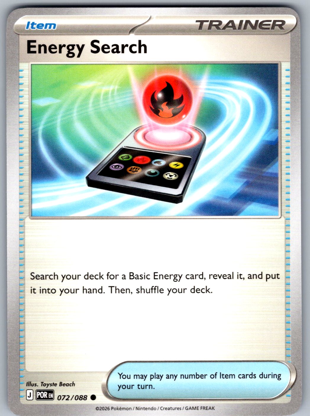 Energy Search 072/088 Perfect Order Pokemon