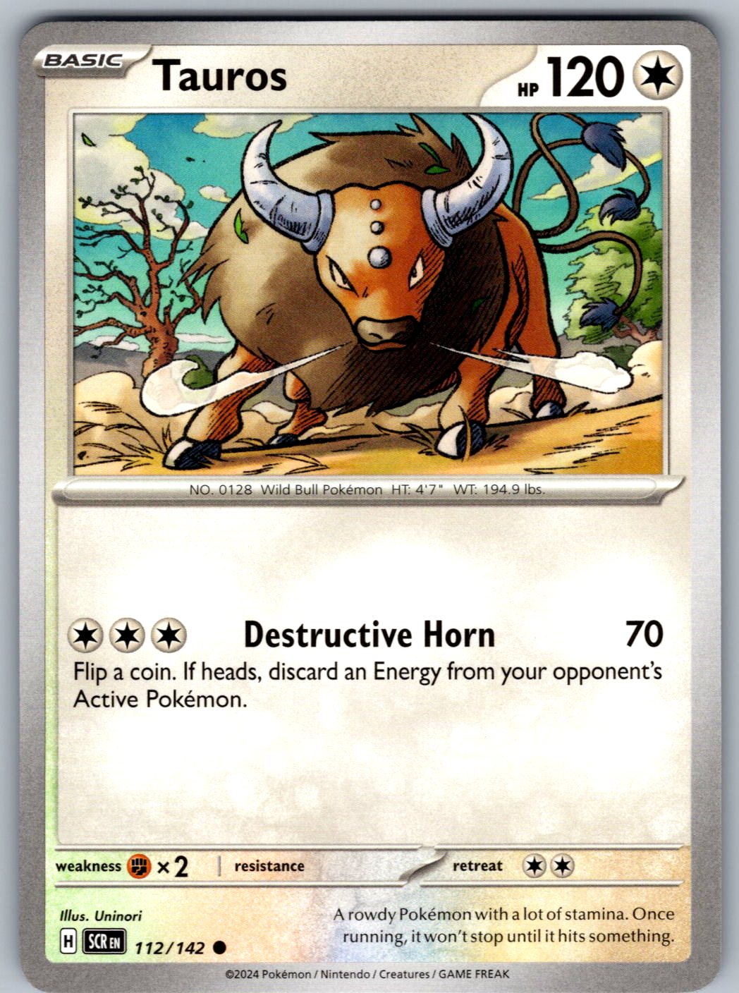 Tauros 112/142 Stellar Crown Pokemon