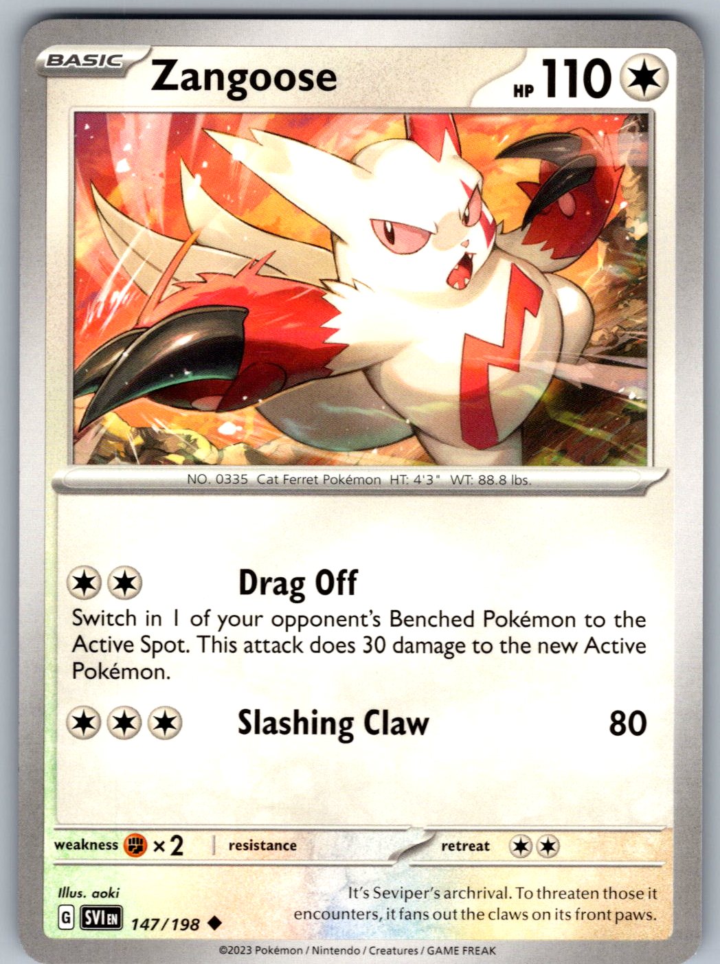 Zangoose 147/198 Scarlet & Violet Pokemon