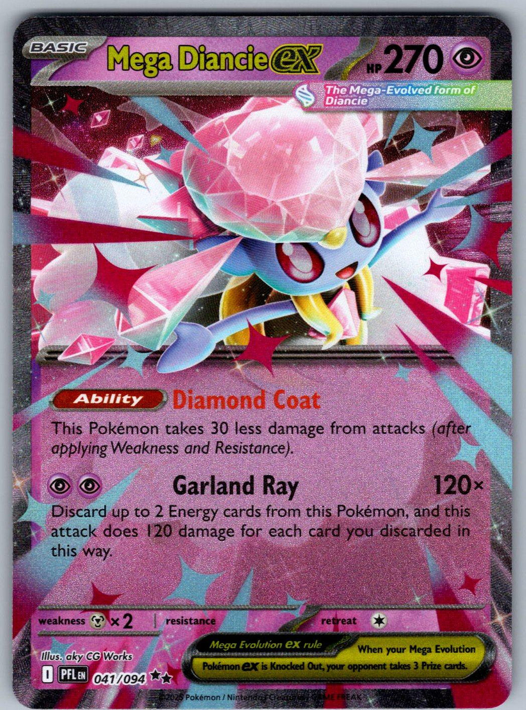 Mega Diancie ex 041/094 Phantasmal Flames Pokemon Holo