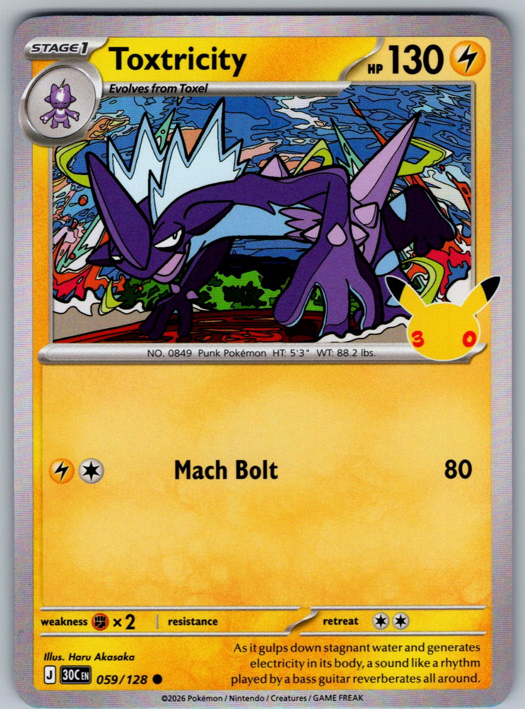 Toxtricity 059/128 ME: 30th Celebration Pokemon Holo