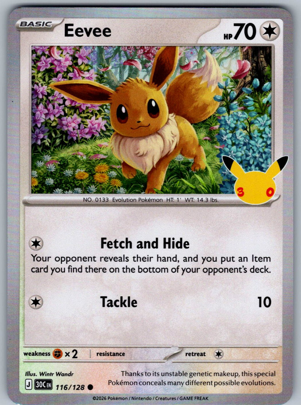 Eevee 116/128 ME: 30th Celebration Pokemon Holo