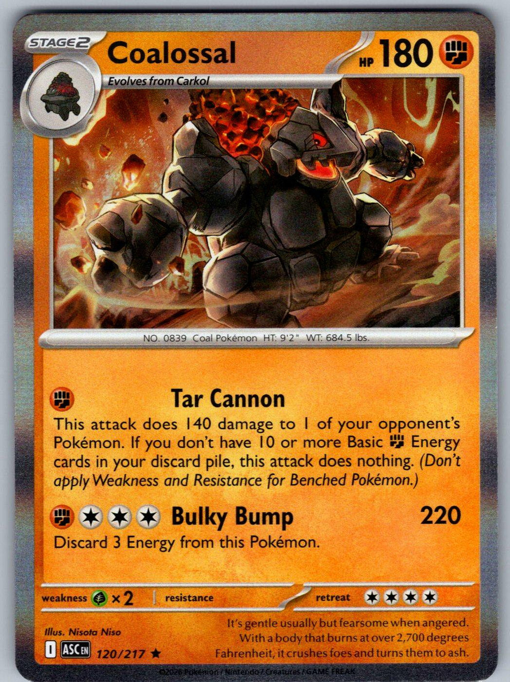 Coalossal 120/217 Ascended Heroes Pokemon Holo