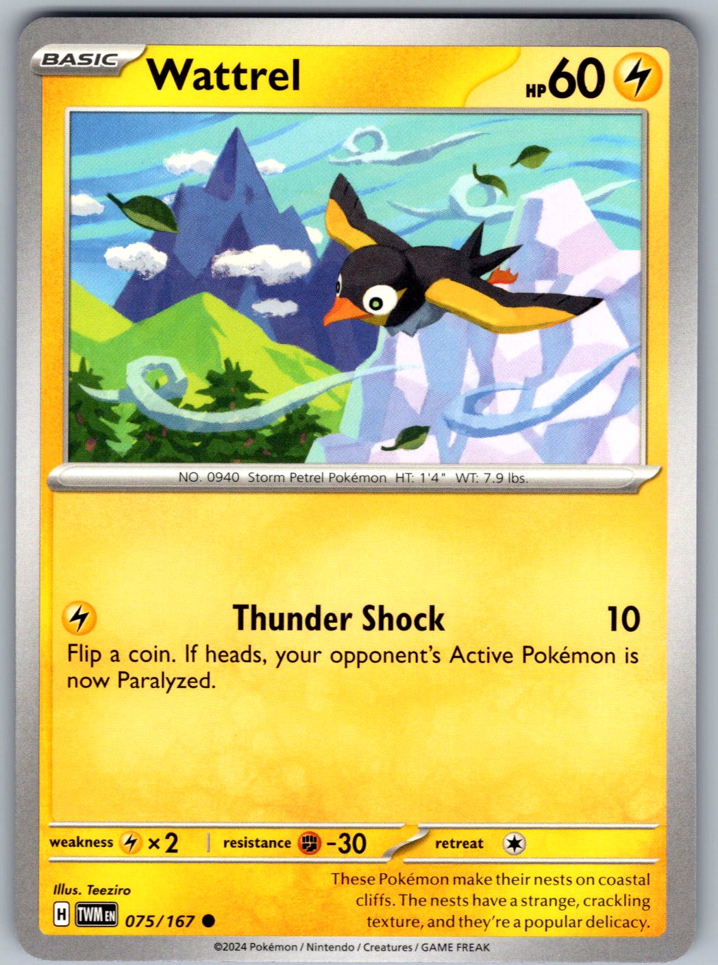 Wattrel 075/167 Twilight Masquerade Pokemon
