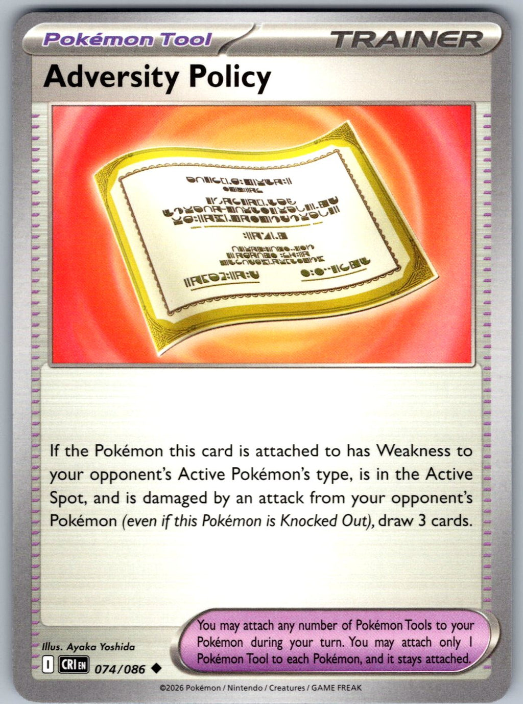 Adversity Policy 074/086 Chaos Rising Pokemon