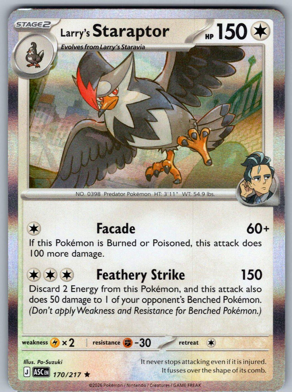 Larry's Staraptor 170/217 Ascended Heroes Pokemon Holo