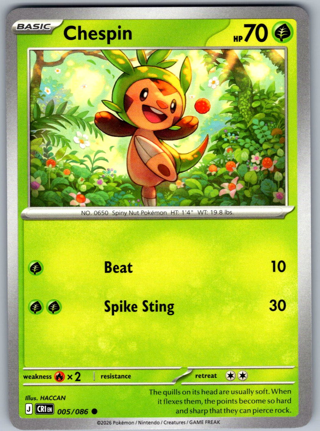 Chespin 005/086 Chaos Rising Pokemon