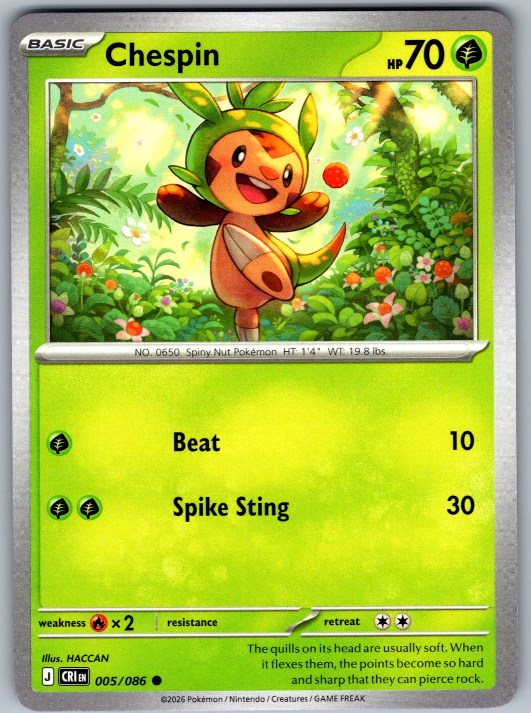 Chespin 005/086 Chaos Rising Pokemon