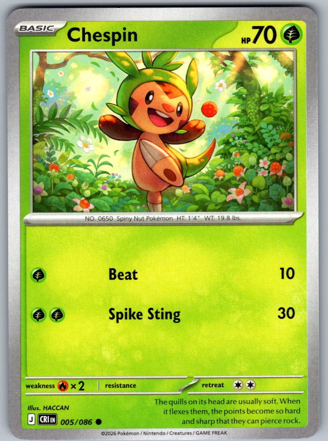 Chespin 005/086 Chaos Rising Pokemon