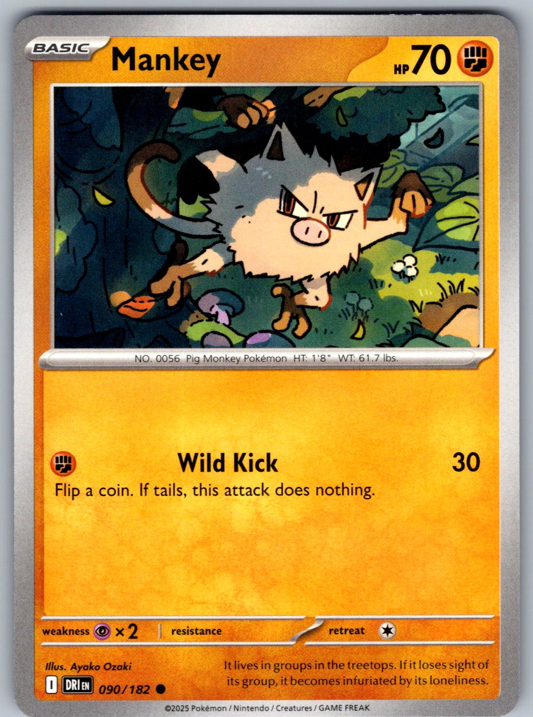 Mankey 090/182 Destined Rivals Pokemon