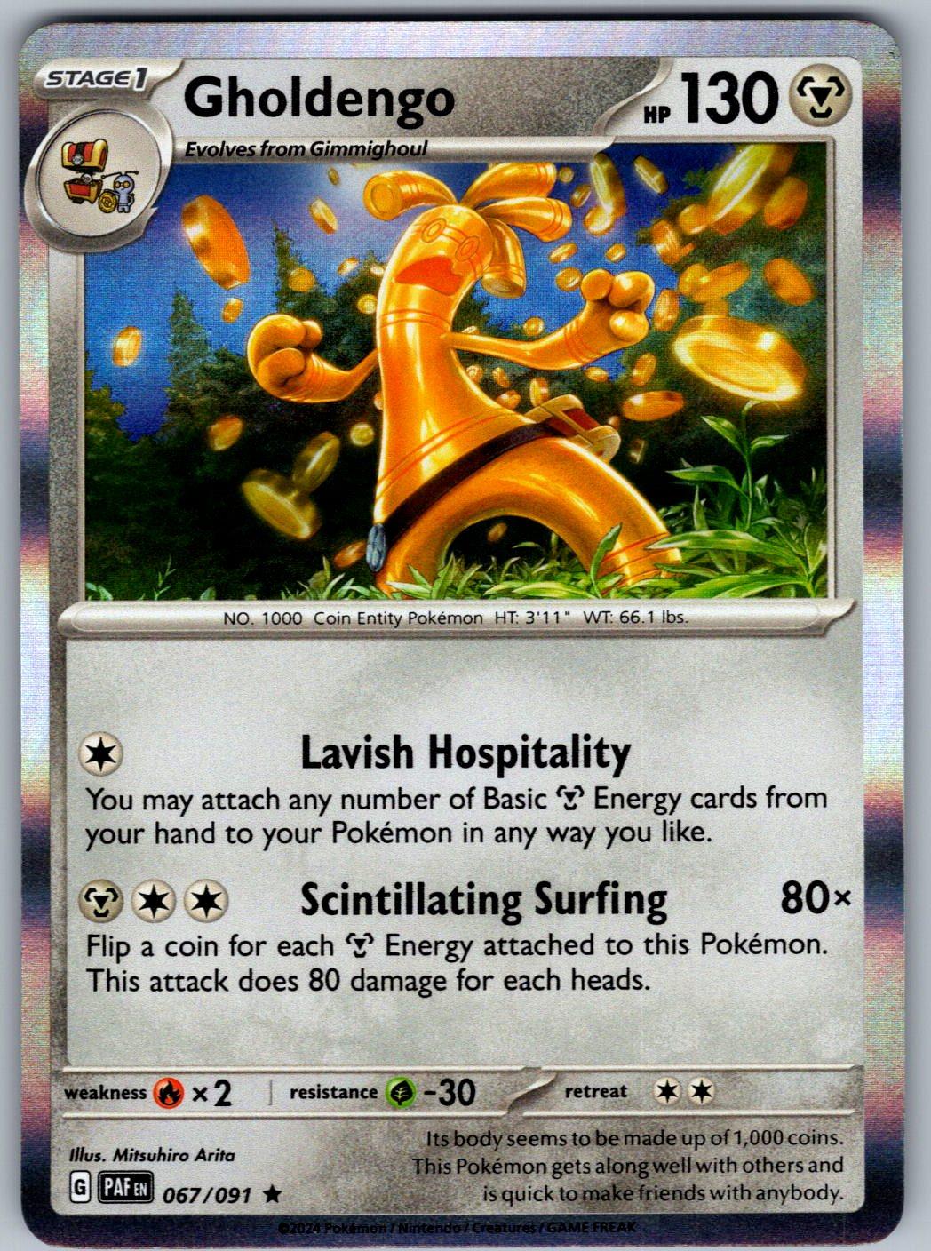 Gholdengo 067/091 Paldean Fates Pokemon Holo
