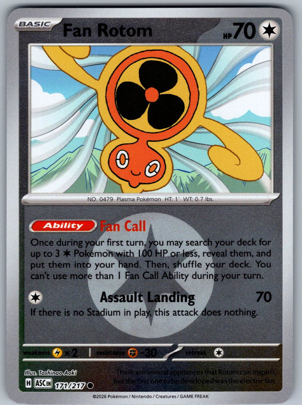 Fan Rotom (Energy Symbol Pattern) 171/217 Ascended Heroes Pokemon Reverse Holo